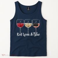 Red Wine And Blue Funny 4th Of July Drinking Wine Lover Tank Top thumb 2