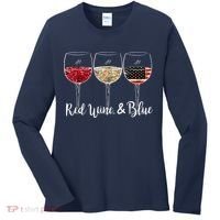 Red Wine And Blue Funny 4th Of July Drinking Wine Lover Women's Long Sleeve Shirt thumb 0