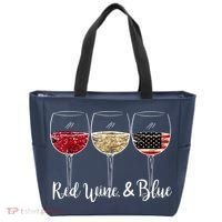 Red Wine And Blue Funny 4th Of July Drinking Wine Lover Tote Bag thumb 0