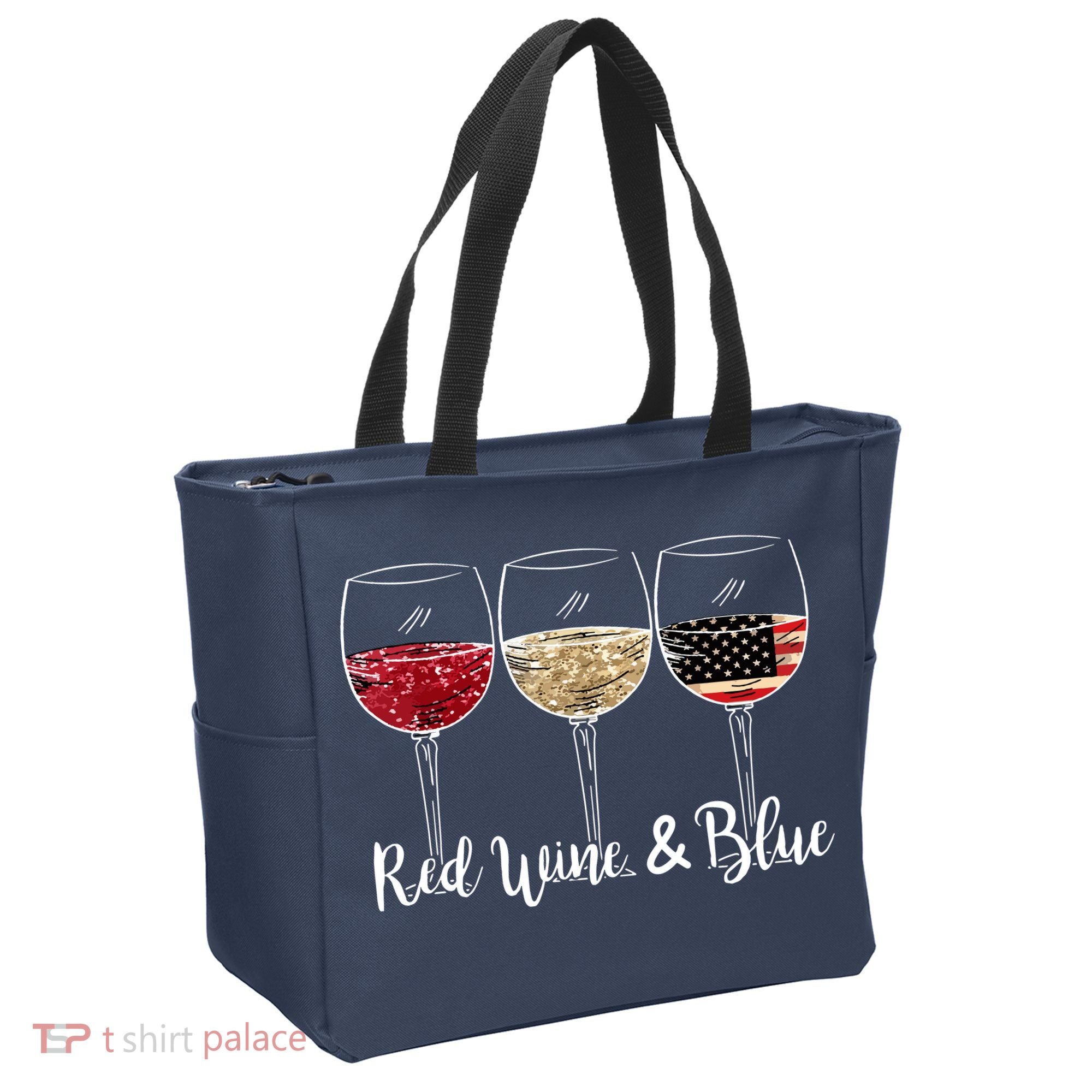 Red Wine And Blue Funny 4th Of July Drinking Wine Lover Tote Bag