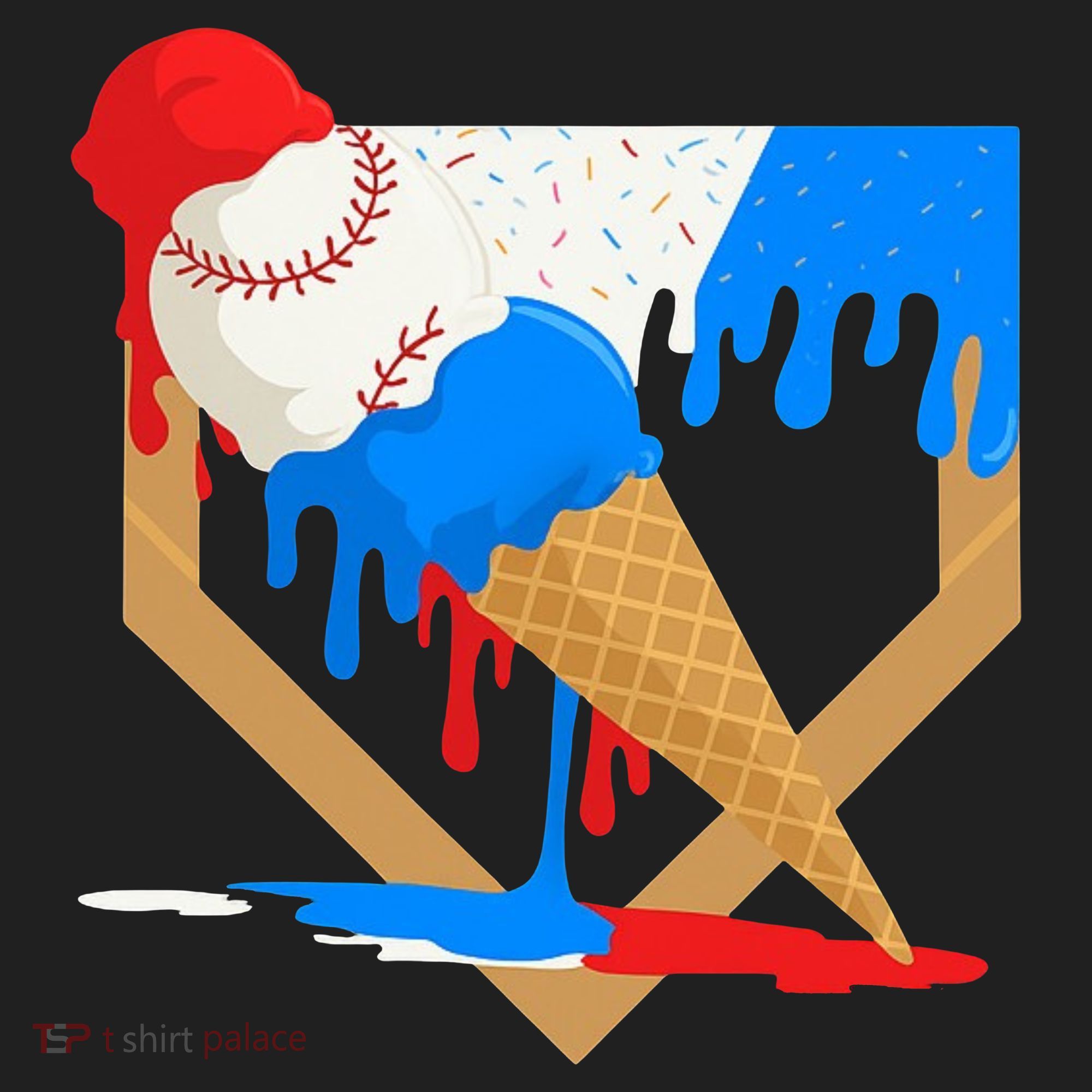 Red White And Blue Baseball Ice Cream Drip Women's Sweatshirt