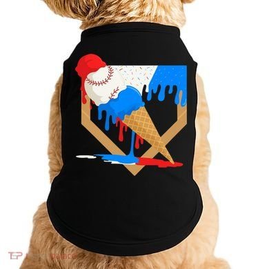 Red White And Blue Baseball Ice Cream Drip Doggie Tank