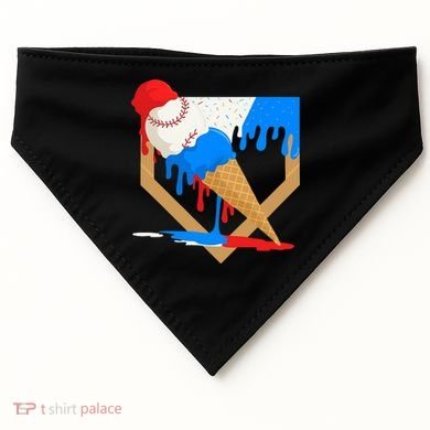 Red White And Blue Baseball Ice Cream Drip USA-Made Doggie Bandana