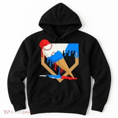 Red White And Blue Baseball Ice Cream Drip Hoodie