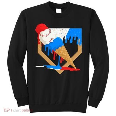 Red White And Blue Baseball Ice Cream Drip Sweatshirt