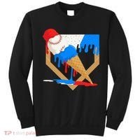 Red White And Blue Baseball Ice Cream Drip Sweatshirt thumb 0