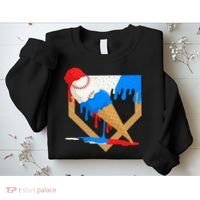 Red White And Blue Baseball Ice Cream Drip Sweatshirt thumb 2