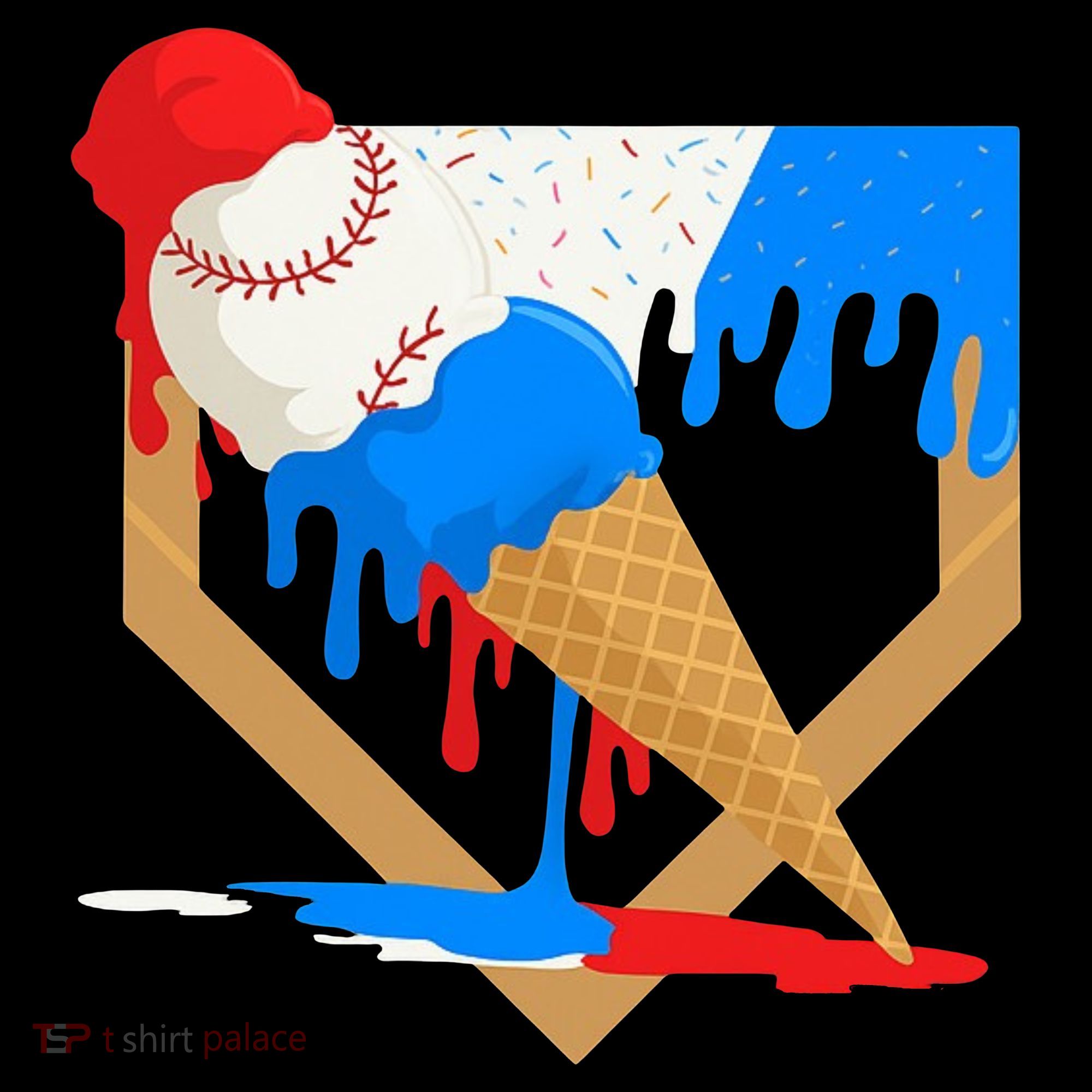Red White And Blue Baseball Ice Cream Drip Sweatshirt
