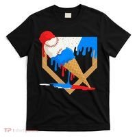 Red White And Blue Baseball Ice Cream Drip T-Shirt thumb 0