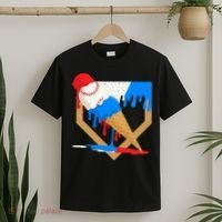 Red White And Blue Baseball Ice Cream Drip T-Shirt thumb 2