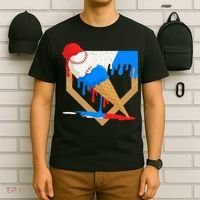 Red White And Blue Baseball Ice Cream Drip T-Shirt thumb 6