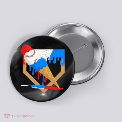 Red White And Blue Baseball Ice Cream Drip Button
