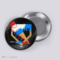 Red White And Blue Baseball Ice Cream Drip Button thumb 0