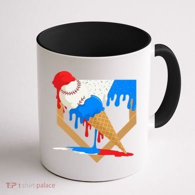 Red White And Blue Baseball Ice Cream Drip Coffee Mug back