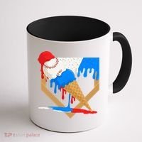 Red White And Blue Baseball Ice Cream Drip Coffee Mug thumb 1