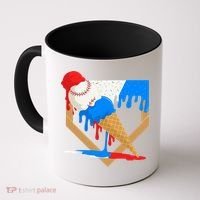 Red White And Blue Baseball Ice Cream Drip Coffee Mug thumb 0