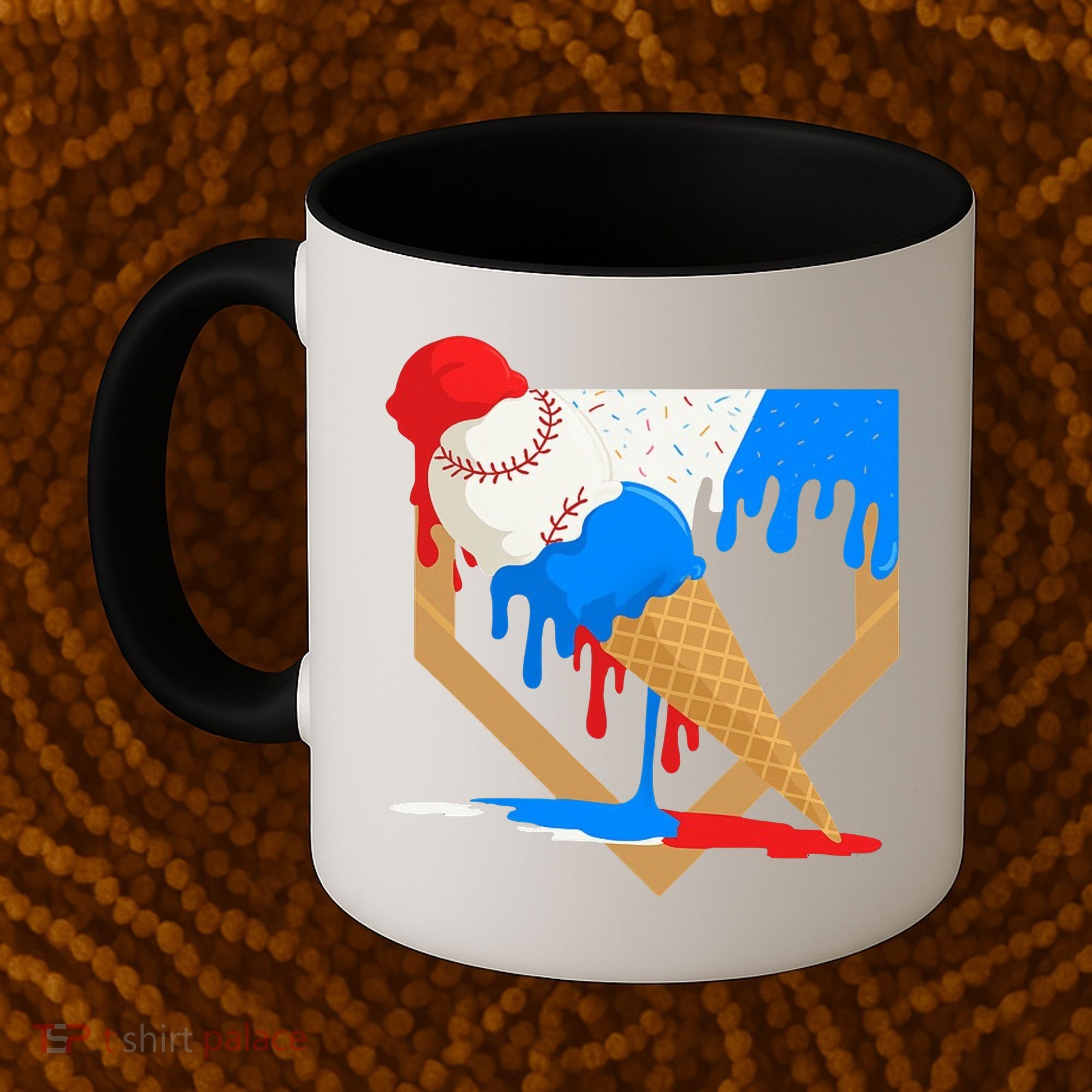 Red White And Blue Baseball Ice Cream Drip Coffee Mug