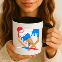 Red White And Blue Baseball Ice Cream Drip Coffee Mug thumb 3