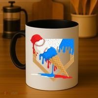 Red White And Blue Baseball Ice Cream Drip Coffee Mug thumb 4