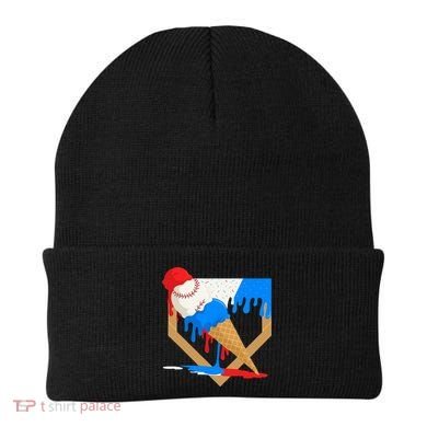 Red White And Blue Baseball Ice Cream Drip Beanie