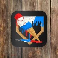Red White And Blue Baseball Ice Cream Drip Coaster thumb 0