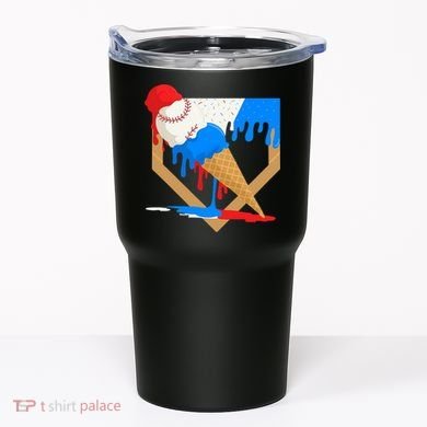 Red White And Blue Baseball Ice Cream Drip Tumbler