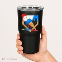 Red White And Blue Baseball Ice Cream Drip Tumbler thumb 2