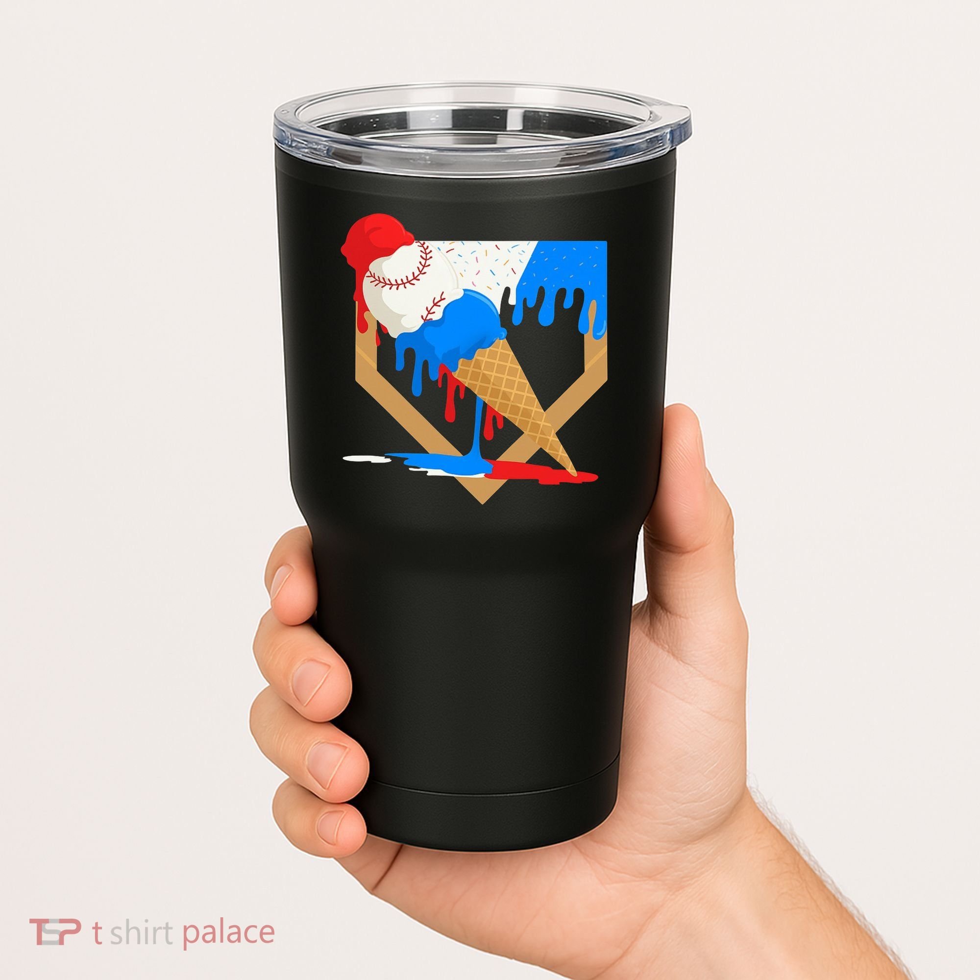 Red White And Blue Baseball Ice Cream Drip Tumbler