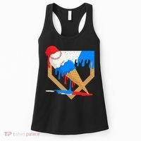 Red White And Blue Baseball Ice Cream Drip Women's Tank Top thumb 0