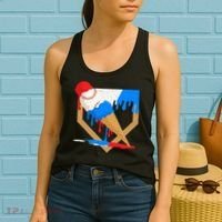 Red White And Blue Baseball Ice Cream Drip Women's Tank Top thumb 2
