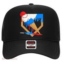 Red White And Blue Baseball Ice Cream Drip Hat thumb 0