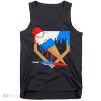 Red White And Blue Baseball Ice Cream Drip Tank Top thumb 0