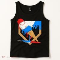 Red White And Blue Baseball Ice Cream Drip Tank Top thumb 2