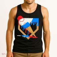 Red White And Blue Baseball Ice Cream Drip Tank Top thumb 3
