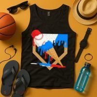 Red White And Blue Baseball Ice Cream Drip Tank Top thumb 4