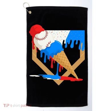 Red White And Blue Baseball Ice Cream Drip Golf Towel