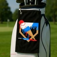 Red White And Blue Baseball Ice Cream Drip Golf Towel thumb 2