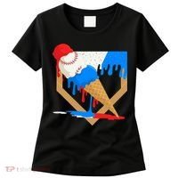 Red White And Blue Baseball Ice Cream Drip Women's T-Shirt thumb 0