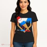 Red White And Blue Baseball Ice Cream Drip Women's T-Shirt thumb 4