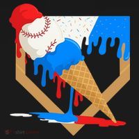 Red White And Blue Baseball Ice Cream Drip Women's T-Shirt thumb 6