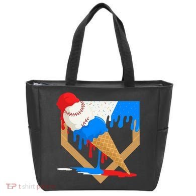 Red White And Blue Baseball Ice Cream Drip Tote Bag