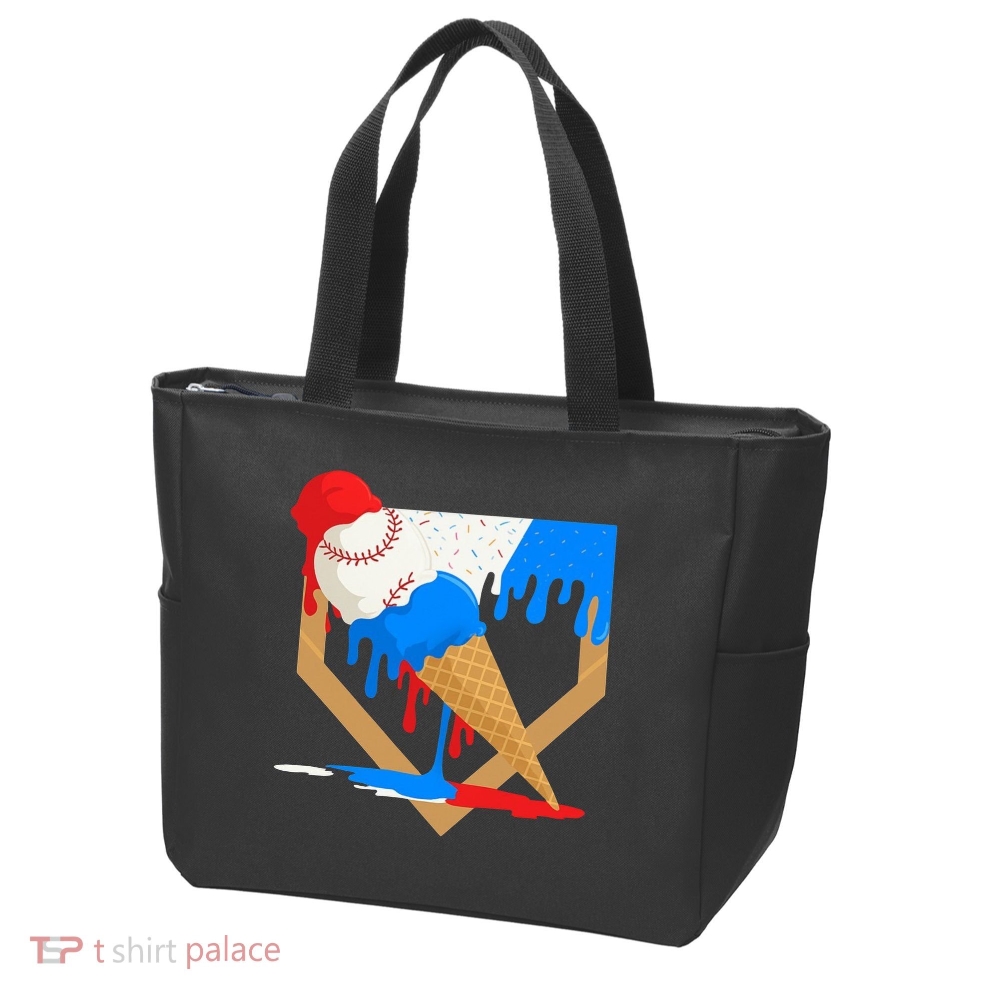 Red White And Blue Baseball Ice Cream Drip Tote Bag
