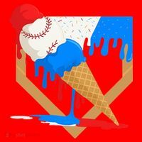 Red White And Blue Baseball Ice Cream Drip Santa Hat thumb 1