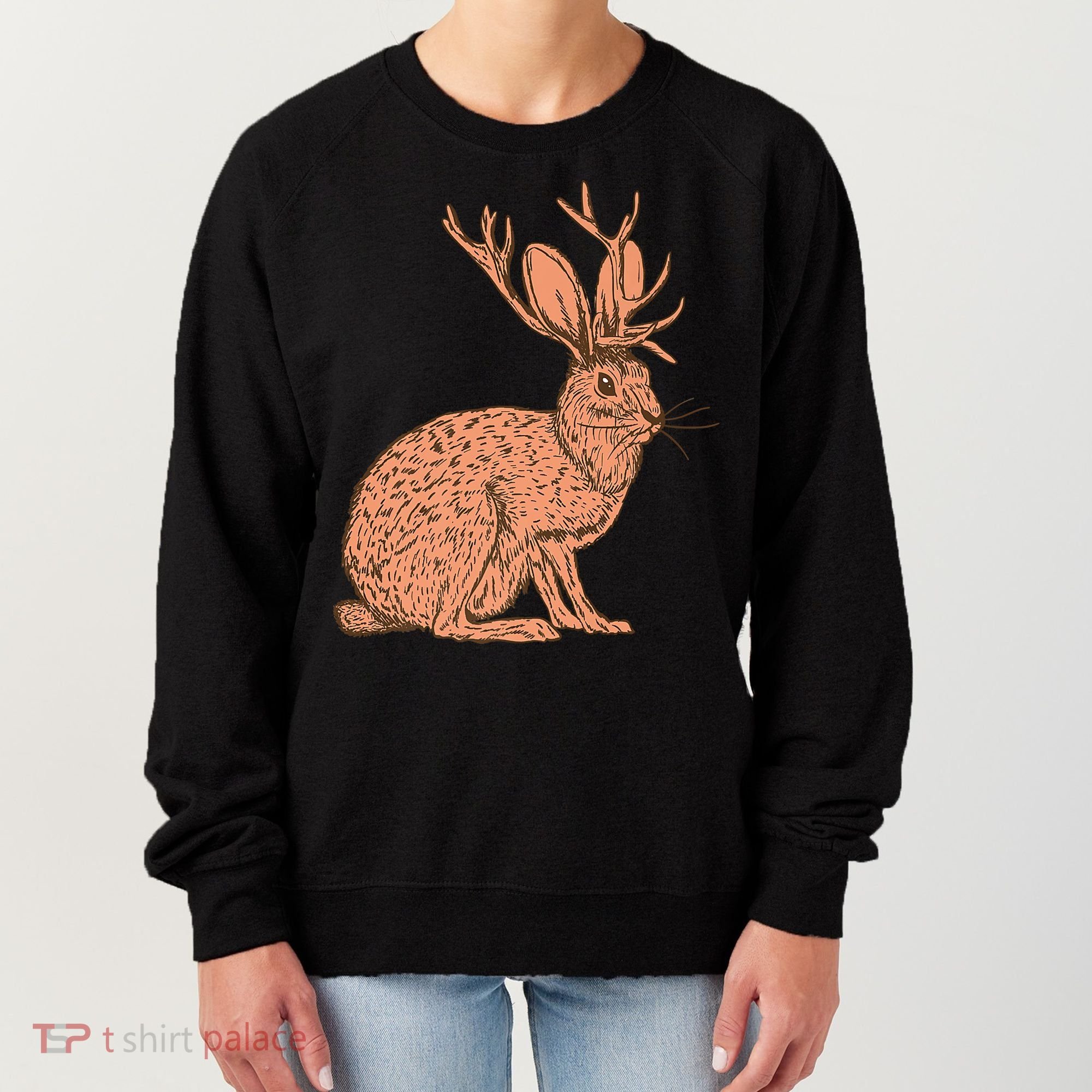 Retro Wild Animal Jackrabbit With Antelope Horns Jackalope Women's Sweatshirt