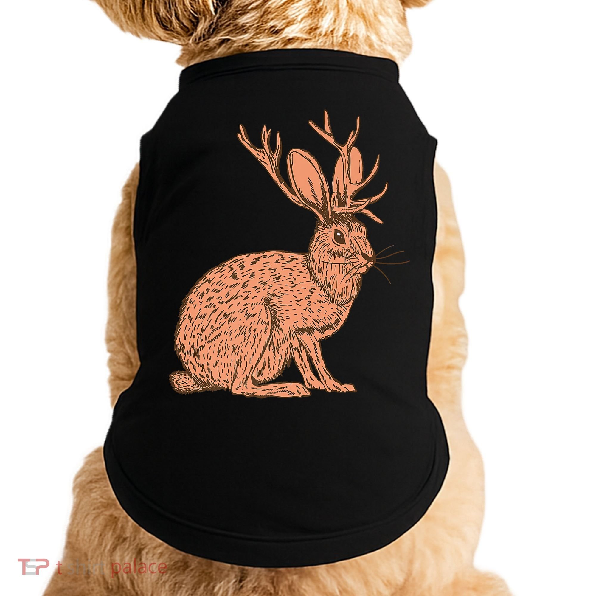 Retro Wild Animal Jackrabbit With Antelope Horns Jackalope Doggie Tank