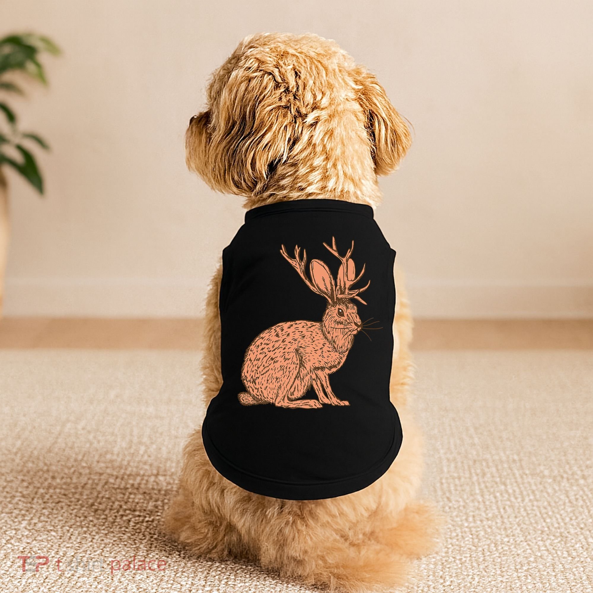 Retro Wild Animal Jackrabbit With Antelope Horns Jackalope Doggie Tank