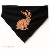 Retro Wild Animal Jackrabbit With Antelope Horns Jackalope USA-Made Doggie Bandana thumb 0