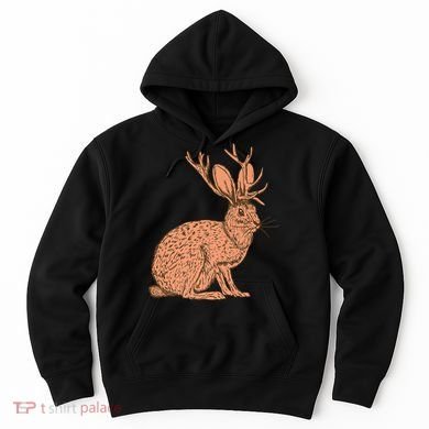 Retro Wild Animal Jackrabbit With Antelope Horns Jackalope Hoodie