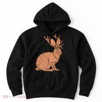 Retro Wild Animal Jackrabbit With Antelope Horns Jackalope Hoodie thumb 0