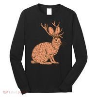 Retro Wild Animal Jackrabbit With Antelope Horns Jackalope Long Sleeve Shirt thumb 0